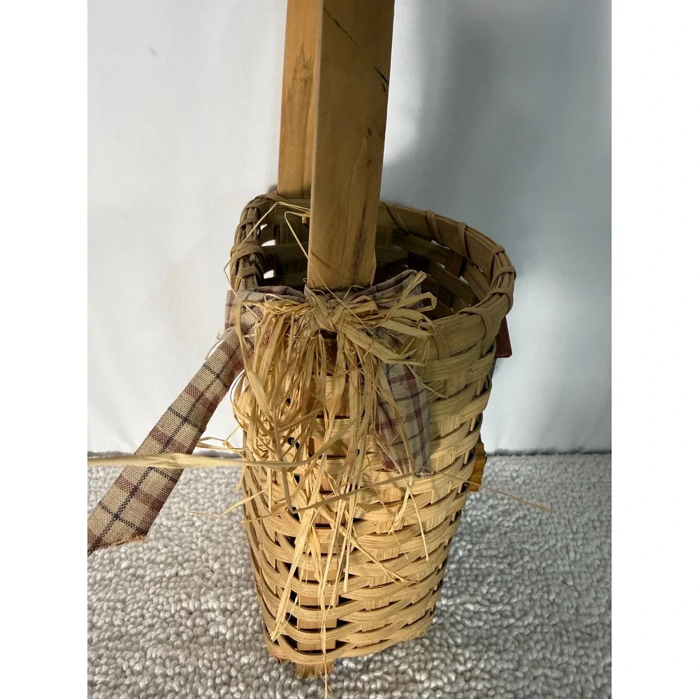Rustic Woven Wall Basket Birdhouse Sunflower Decor Farmhouse Primitive Handle